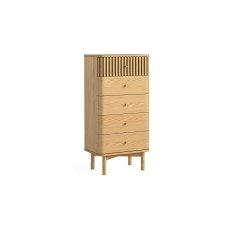 Soho Natural Oak Slatted Tallboy Chest of Drawers