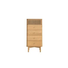 Soho Natural Oak Slatted Tallboy Chest of Drawers
