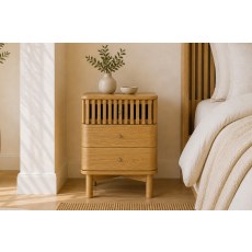 Soho Natural Oak Slatted 3 Drawer Bedside Table