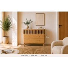 Soho Natural Oak Slatted 3 Drawer Chest of Drawers