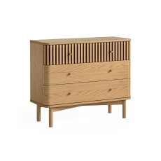 Soho Natural Oak Slatted 3 Drawer Chest of Drawers