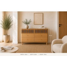 Soho Natural Oak Slatted 6 Drawer Chest of Drawers