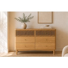 Soho Natural Oak Slatted 6 Drawer Chest of Drawers