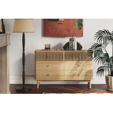 Soho Natural Oak Slatted 6 Drawer Chest of Drawers