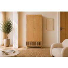 Soho Natural Oak Slatted Gents Wardrobe