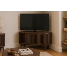 Soho Brown Oak Slatted Corner TV Unit