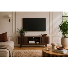 Soho Brown Oak Slatted Small TV Unit