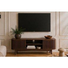 Soho Brown Oak Slatted Small TV Unit