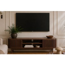 Soho Brown Oak Slatted Large TV Unit
