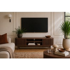Soho Brown Oak Slatted Large TV Unit