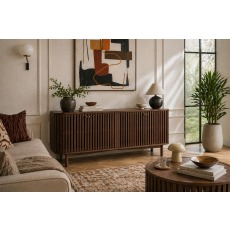 Soho Brown Oak Slatted Large Sideboard