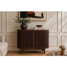 Soho Brown Oak Slatted Small Sideboard