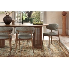 Soho Brown Oak Slatted Oval Dining Table