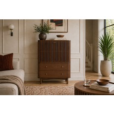 Soho Brown Oak Slatted Shoe Cabinet