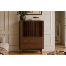 Soho Brown Oak Slatted Shoe Cabinet