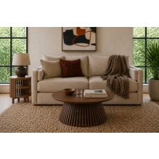 Soho Brown Oak Slatted Round Coffee Table