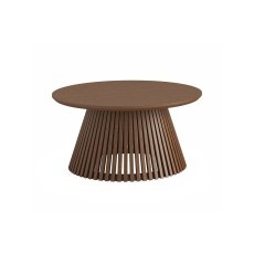 Soho Brown Oak Slatted Round Coffee Table