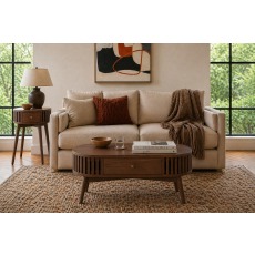 Soho Brown Oak Slatted Oval Coffee Table