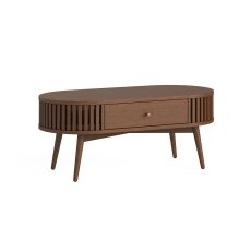 Soho Brown Oak Slatted Oval Coffee Table