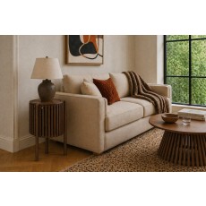 Soho Brown Oak Slatted Story Side Table