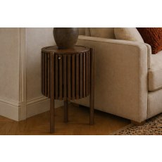 Soho Brown Oak Slatted Story Side Table
