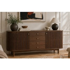 Soho Brown Oak Slatted Sideboard with Drawers