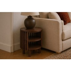 Soho Brown Oak Slatted Open Side Table