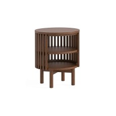 Soho Brown Oak Slatted Open Side Table