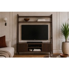 Soho Brown Oak Slatted 137cm Ladder TV Unit