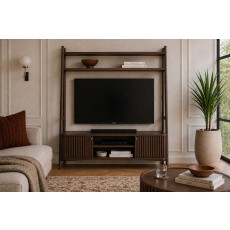 Soho Brown Oak Slatted 137cm Ladder TV Unit
