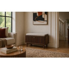Soho Brown Oak Slatted Hallway Bench