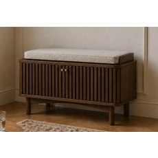 Soho Brown Oak Slatted Hallway Bench