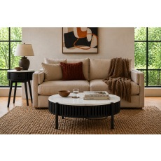 Soho Black Oak Slatted Story Coffee Table with Marble Top