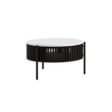 Soho Black Oak Slatted Story Coffee Table with Marble Top