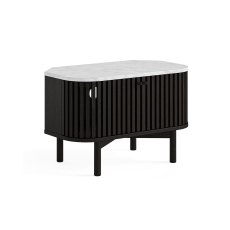 Soho Black Oak Slatted Corner TV Unit with Marble Top