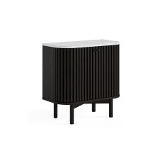 Soho Black Oak Slatted Cupboard with Marble Top