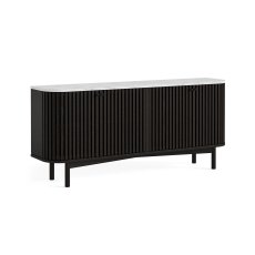 Soho Black Oak Slatted Large Sideboard with Marble Top