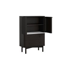 Soho Black Oak Slatted Shoe Cupboard with Marble Top