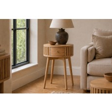 Soho Natural Oak Slatted Round Side Table
