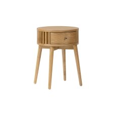 Soho Natural Oak Slatted Round Side Table