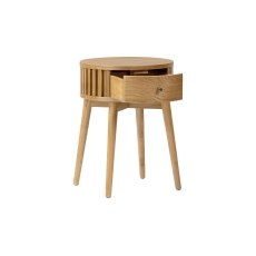 Soho Natural Oak Slatted Round Side Table