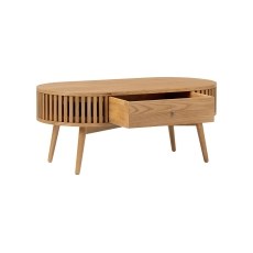Soho Natural Oak Slatted Oval Coffee Table