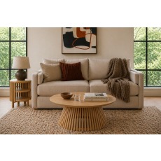 Soho Natural Oak Slatted Round Coffee Table