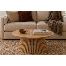 Soho Natural Oak Slatted Round Coffee Table