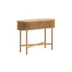 Soho Natural Oak Slatted Oval Console Table
