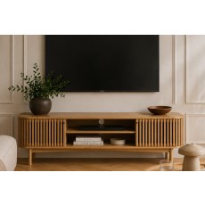 Soho Natural Oak Slatted Large TV Unit
