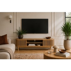 Soho Natural Oak Slatted Large TV Unit