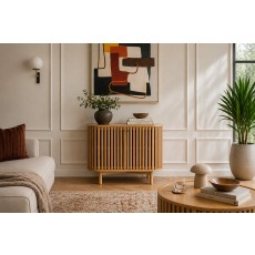 Soho Natural Oak Slatted Small Sideboard