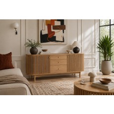 Soho Natural Oak Slatted Sideboard with Drawers