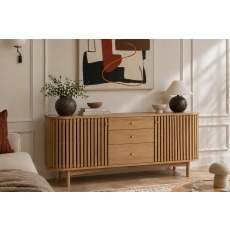 Soho Natural Oak Slatted Sideboard with Drawers